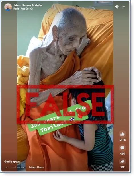 109 year old monk|False claim resurfaces about age of Buddhist monk。